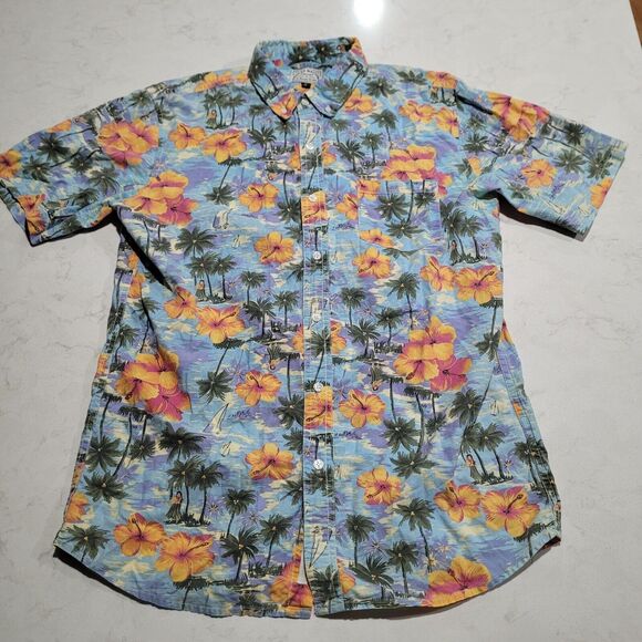 VTG Deus Ex Machina Motorcycles & Surfboards Floral Shirt Hawaiian Aloha Large - Picture 2 of 10